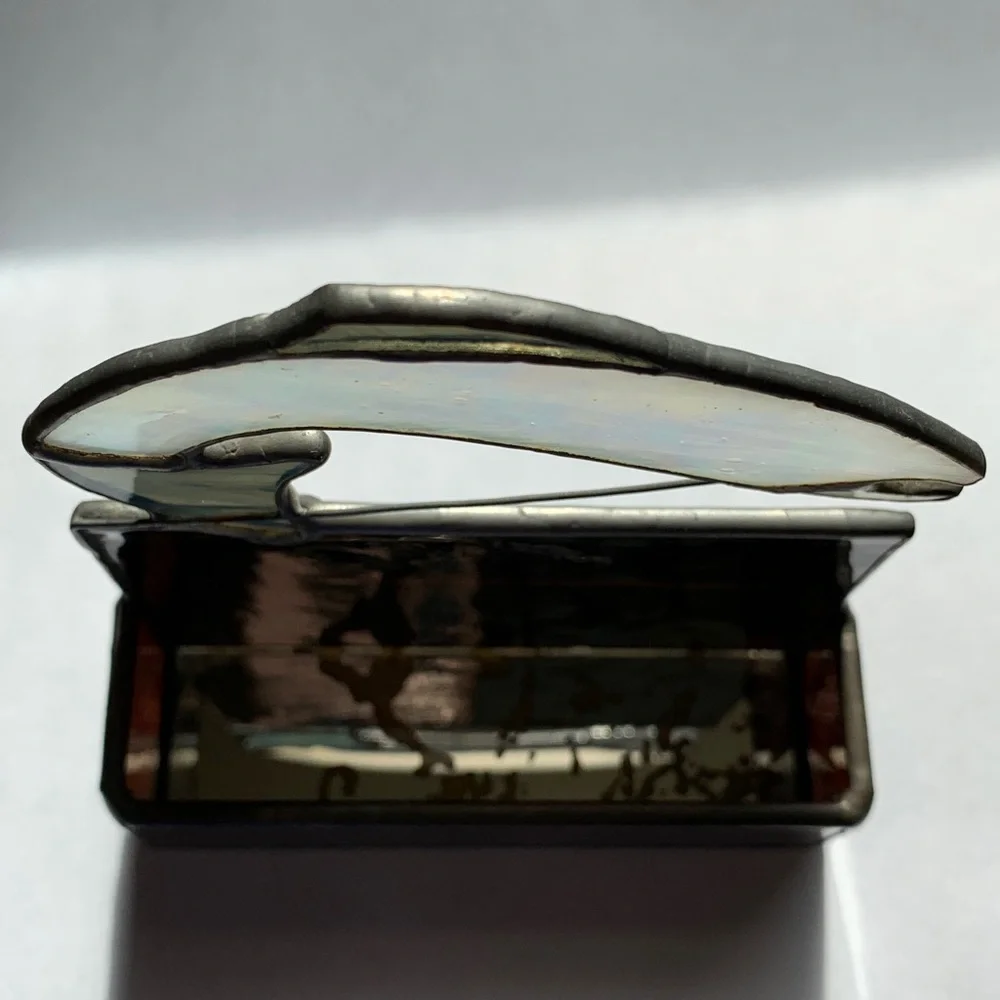 “Going Fishing” Business Office Card Holder✨Stained Glass✨Handmade